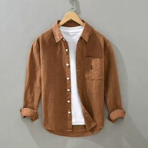 Camisa de Hombre 2026, Camisas Holgadas de Manga Larga para Hombre, de Algodón y Lino, de Color Sólido, Baratas - Product Image 2