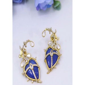 Gorgeous Premium Quality Gold Finish Drop Stones Look <b>Earrings</b> Wedding Party Wear Collections For Women And Girls - Product Image 1