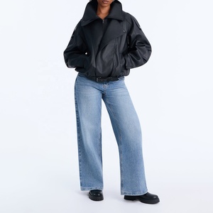 Chaqueta de Motocicleta Personalizada Impermeable para Mujer, de Cuero Genuino Negro, con Cierre Asimétrico, Cuello Plegable y Forro de Piel Sintética - Product Image 4