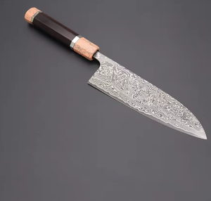 Cuchillo de Chef de Acero de Damasco, Forjado a Mano, Mango de Madera, Moderno, Ambidiestro, Cuchillo de Cocina Personalizado, Hoja de Prestigio Hecha a Mano, Acabado Cepillado - Product Image 4