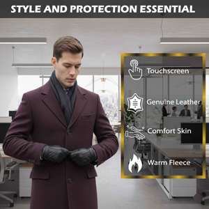 Guantes Térmicos de Invierno de Cuero Negro Impermeables al por Mayor OEM para Ciclismo, Uso en Exteriores, Pantalla Táctil y Seguridad al Conducir - Product Image 2