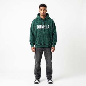 Sweat-shirt à capuche pour homme Dumela, coupe ample, vert délavé, coton French Terry, style décontracté, vêtement d'automne, logo sur le devant, poche intégrée - Product Image 3