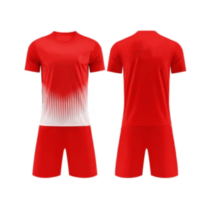 Maillot de football à manches courtes pour homme, dégradé rouge, col rond, polyester respirant, vêtements de sport pour toutes les saisons - Product Image 1