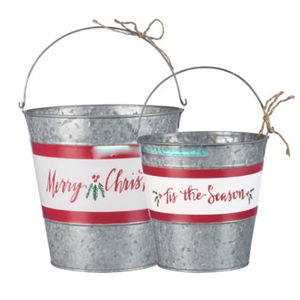 Cubo Navideño de Metal Galvanizado Decorativo con Diseño Creativo Impresionante, para Sublimación, a un Precio Increíble - Product Image 1