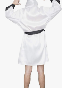 HAWK SPORTS INDUSTRIES Robe de boxe à capuche blanche avec bordure noire en polyester, durable, confortable, pour toutes les saisons, robe d'entraînement - Product Image 4