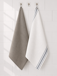 Serviette de cuisine en lin personnalisée, rayée, absorbante, pour la maison - Product Image 1