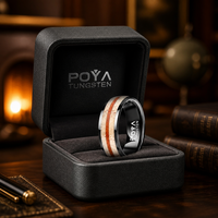 Bague de mariage biseautée en carbure de tungstène noir de 8 mm avec incrustation en bois naturel et véritable bois de cerf, ajustement confortable pour homme - Vente en gros