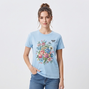เสื้อยืดพิมพ์ลายพฤกษศาสตร์สำหรับผู้หญิง แขนสั้น คอกลม ทรงปกติ สีสันสดใส เสื้อผ้าลำลองสำหรับฤดูร้อน ระบายอากาศได้ดี เสื้อแฟชั่น - Product Image 5