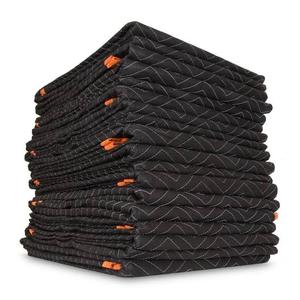 Manta de Mudanza Rectangular Plegable de Microfibra 100% Poliéster Ecológica Acolchada Lisa Negra y Naranja para las Cuatro Estaciones - Product Image 3