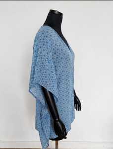 Vestido Maxi Kaftan Africano Estampado Azul, 100% Algodón Tejido, Transpirable, Holgado, Sin Mangas, Cuello en V, Estilo Dashiki, Ropa de Playa para Mujer - Product Image 3