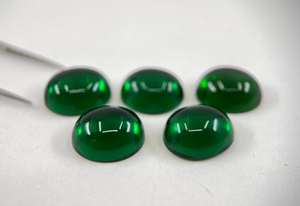 Lot de pierres précieuses synthétiques en émeraude cabochon, forme ovale, en verre, pour la fabrication de bijoux, 6x4mm, 8x6mm, 10x8mm, 12x10mm, 14x12mm - Product Image 6