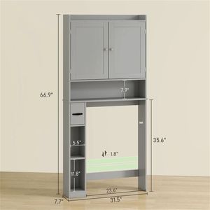Gabinete de Almacenamiento para Baño Gris, Elegantes Estantes para Baño - Product Image 6