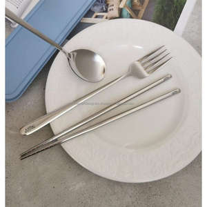 Ensemble de couverts en or, fournitures pour hôtels et restaurants, cuillère, fourchette et baguettes dorées, ensemble de 3 pièces, couverts de luxe, compatibles lave-vaisselle - Product Image 4