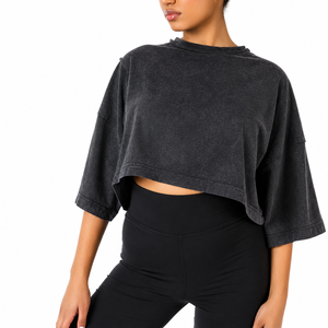 Camiseta Corta Informal para Mujer, Estilo Moderno, Ropa de Uso Diario, Camiseta Corta de Algodón Suave, Ropa Premium para Mujer, Camisetas Cortas - Product Image 4