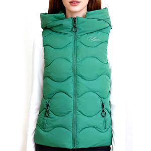Gilet matelassé imperméable pour femme avec fermeture éclair, 100 % polyester, nouvelle mode, gilets matelassés d'hiver avec étiquette privée - Product Image 1