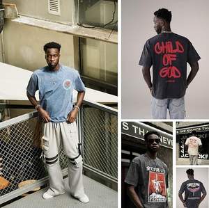 T-shirt graphique d'été en coton pour femmes et hommes, nouveauté, coupe oversize, col ras du cou, motif montagne, effet délavé - Product Image 2