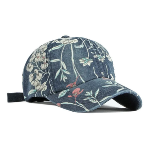 Spring Denim Flower Print Baseball <b>Cap</b> Adjustable Outdoor Snapback Hats for Men and <b>Women</b> - Product Image 5