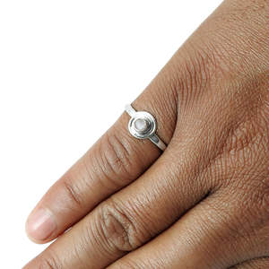 925 Sterling <b>Silver</b> Vintage Look Jewelry Round Cut Bezel <b>Set</b> Pearl <b>Ring</b> Pretty Simple Design Bohemian Jewelry At Wholesale Price - Product Image 4