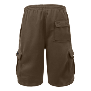 Men's <b>Brown</b> Cargo Shorts Mid Waist Drawstring Casual with Pockets Knitted Solid Style 100% Polyester Canvas - Product Image 2
