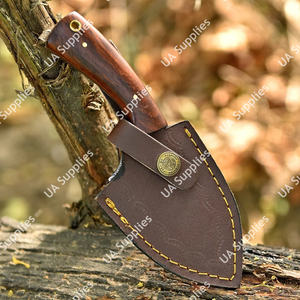 Cuchillo de hoja fija con orificio para el dedo, de acero Damasco, con gancho para tripas, para caza, camping, EDC, táctico, de supervivencia, mango de palisandro, OEM/ODM - Product Image 6