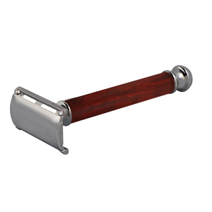 Eco Friendly Wooden Handle Twin Blade Safety Razor Premium Stainless Steel Grooming Tool for <b>Men</b> - Product Image 1