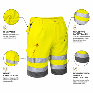 Shorts de travail haute visibilité avec bande réfléchissante, vêtements de travail robustes pour la construction et la circulation routière - Product Image 6