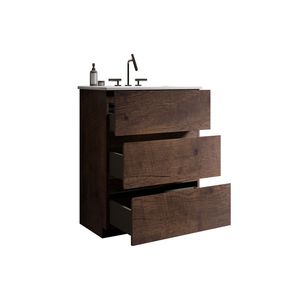 Mobile bagno moderno TIA 24 pollici in noce con lavabo, 3 fori per rubinetteria, ampio spazio contenitivo, mobiletto autoportante per il tuo bagno - Product Image 4
