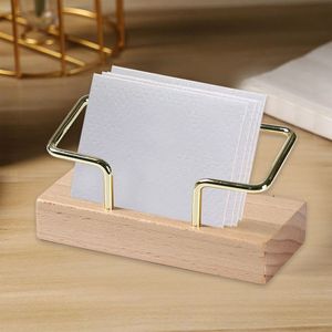 Portatarjetas de visita de madera, organizador de escritorio minimalista rectangular, suministros de oficina multiusos - Product Image 5