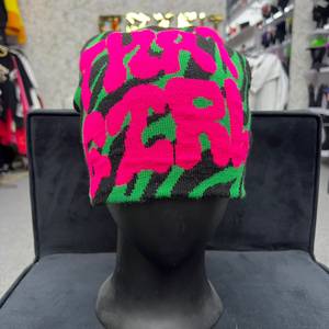 Meilleur bonnet en tricot jacquard rose, vert, noir, unisexe, pour adultes, chaud pour l'hiver, couleur unie, broderie 3D, 100% acrylique, style urbain - Product Image 1