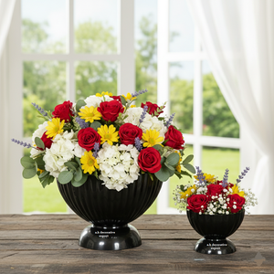 Jarrón de Pedestal Moderno de Acero Inoxidable Blanco Acanalado, Cuenco Floral de Lujo con Diseño Festoneado para Centros de Mesa de Boda - Product Image 6