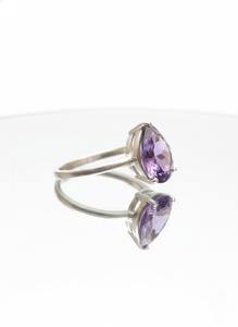 แหวนค็อกเทลวินเทจเงินแท้ 925 ประดับพลอยอเมทิสต์ธรรมชาติสำหรับผู้หญิง เดือนกุมภาพันธ์ พร้อมใบรับรอง เหมาะสำหรับเป็นแหวนหมั้น - Product Image 3