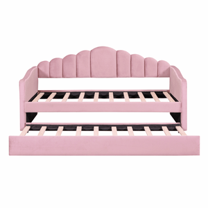 Divano letto singolo in velluto rosa con letto estraibile, porte USB per la ricarica, non richiede rete a molle, divano letto per bambini (Vecchio SKU HL000067AAH) - Product Image 3