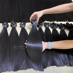 14 pulgadas cutícula alineada Color Natural lujoso debe tener hueso extensiones de cabello liso un donante Natural Afro peluca a granel - Product Image 3