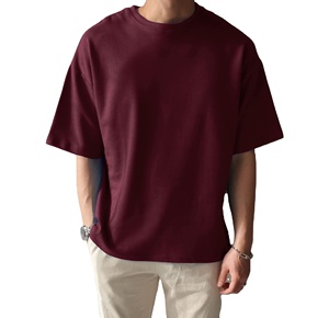 Men's Heavy <b>Weight</b> 100% Cotton Jersey Fabric <b>Blank</b> Design Solid Color Short Sleeve Drop Shoulder T-Shirt Wholesale Price - Product Image 1