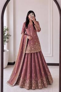 New Arrivals Latest Fashion Elegant Wedding Party Wear <b>Top</b> Lehenga Set Designer soft silk Wedding Wear Outfit - Product Image 2