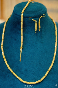 Elegante y Moderno Conjunto de Collar de Cadena con Cuentas Ovaladas Chapado en Oro y Pendientes Colgantes a Juego, Joyería Ligera y Larga 23295 - Product Image 4