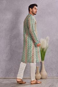 Kurta en coton de qualité supérieure pour homme, brodé, pour les occasions spéciales, les mariages, les cérémonies, kurta longue, kurta pour les occasions spéciales pour homme - Product Image 2