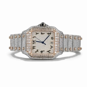 นาฬิกาผู้ชายคุณภาพสูงจากอินเดีย ประดับเพชรโมอิสซาไนต์ VVS1 สี DEF ทรงกลม ตัวเรือนสแตนเลสสตีล 316L ดีไซน์หรูหรา - Product Image 1