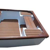 Perahu Karet OMH K232 11.5 kaki Ramah Lingkungan Berbahan Komposit Kayu Putih dengan Aksen Kayu Jati, Ringan, Tahan Lama, untuk Memancing dan Mendayung
