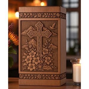 Urne en bois avec gravure d'arbre pour les amoureux de la nature, boîte de crémation en bois durable pour le stockage des cendres, urne par AYAANS - Product Image 1