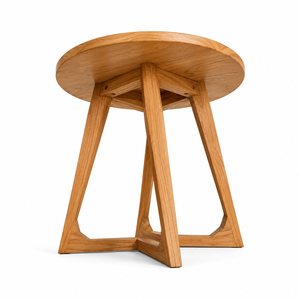 Mesa de Centro Redonda Helix de Madera de Teca Sólida, Elegante y Moderna, Acabado Natural, para Sala de Estar, Cafetería y Mobiliario de Hostelería - Product Image 3