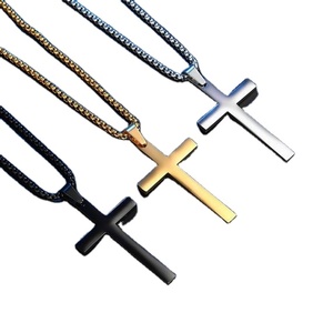 สร้อยคอจี้ไม้กางเขนทำจากเหล็กไทเทเนียมใหม่สำหรับผู้ชายและผู้หญิงทำจากสเตนเลส - Product Image 4
