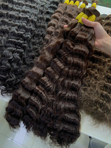Wholesale Price 100gram Bulk Vietnamese Hair <b>Extensions</b> Super Double Drawn <b>Curly</b> Style Black Length 55cm - Product Image 4
