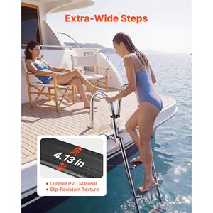 Escalera telescópica plegable de acero inoxidable de 4 peldaños para embarcaciones, escalera de entrada trasera para barcos, capacidad de 600 lb, extra ancha para una mejor adherencia - Product Image 3