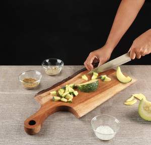 Rustic Handle Teak Wood Chopping <b>Block</b> Rectangle <b>Shape</b> 1.3 cm Thick Dishwasher Safe Non-Toxic & Easy to Clean - Product Image 2