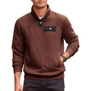 2025 sudadera acolchada para hombre cuello levantado Casual diamante pulóver manga larga cuarto botón antiarrugas XL 2XL disponible - Product Image 5