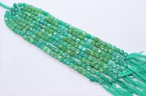 Cuentas facetadas de crisoprasa calcedonia natural AAA en forma de cubo, 6-7 mm, color verde degradado, en forma de caja cuadrada, para joyería. - Product Image 3