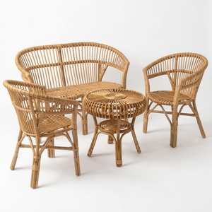 New Modern Minimalist Natural Slat <b>Rattan</b> <b>Sofa</b> Set Wood Eco-Friendly Outdoor Patio Living Room Seating Furniture Coffee Table - Product Image 1