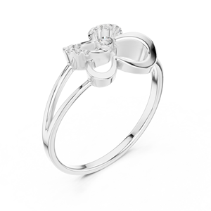 Bague Cœur Papillon en Or Blanc 10K avec Diamant de Laboratoire Rond Taillé 1 Carat, Plaqué Rhodium, Or Rose, Blanc et Jaune, Luxe pour Femme - Product Image 2