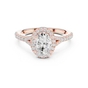 Anillo de halo con diamante ovalado creado en laboratorio, banda unisex de oro macizo, anillo de lujo para compromiso, boda o aniversario, para hombres y mujeres - Product Image 5